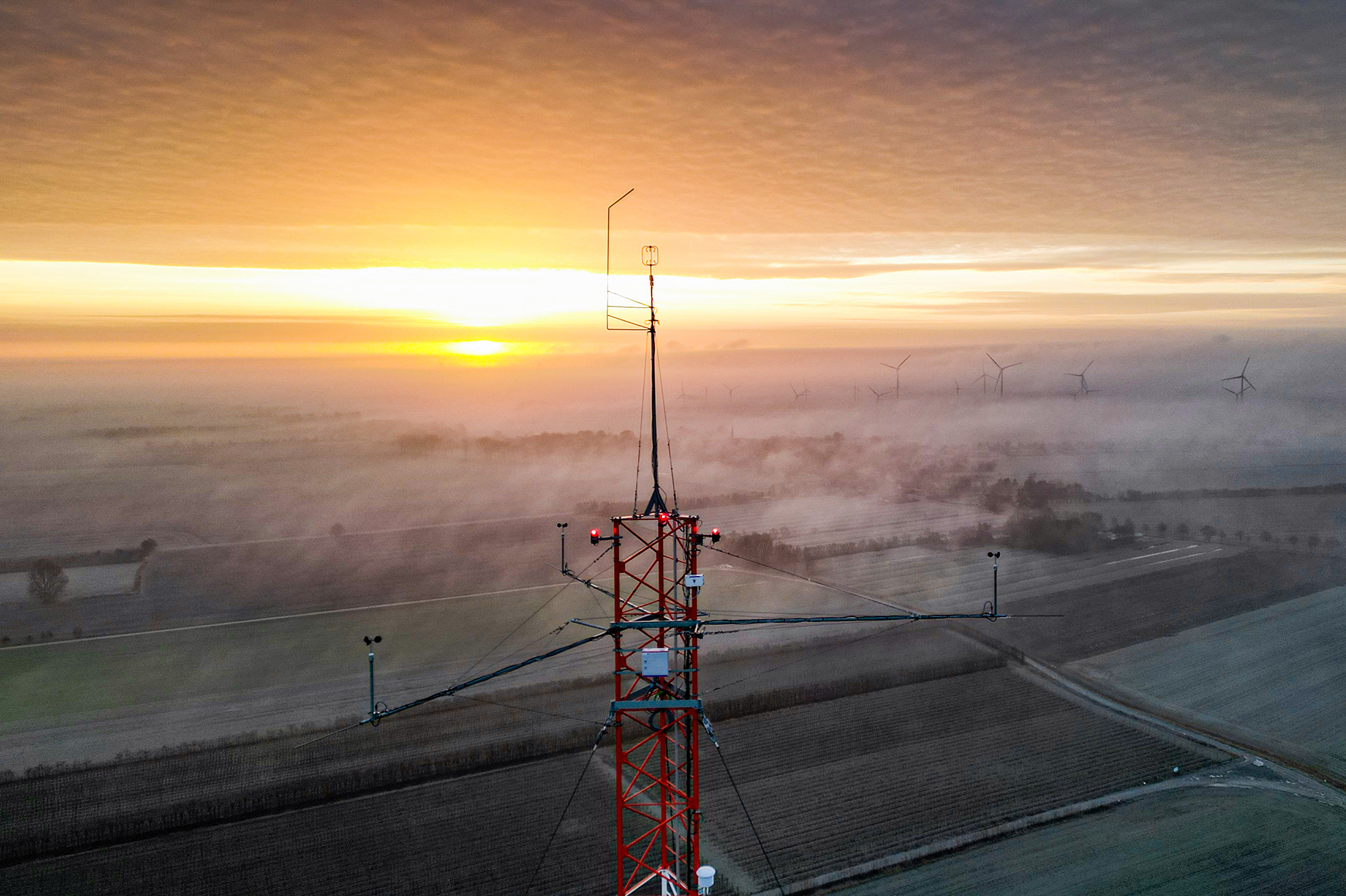 Sunrise over the measurement mast