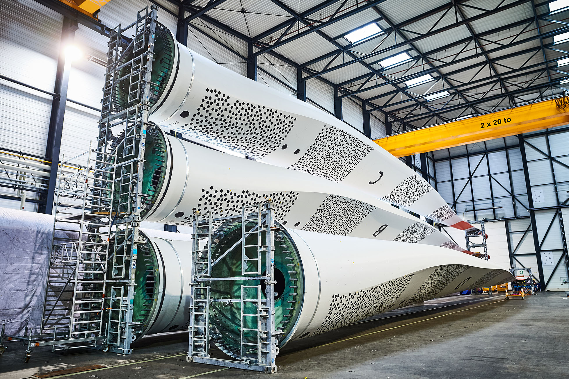 Rotor blades ready for loading